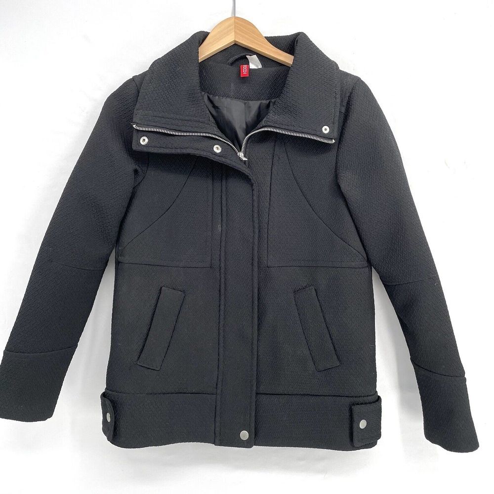 Divided By H&M Jacket Women's Size 4 Black Quilted Moto Structured Fully Lined